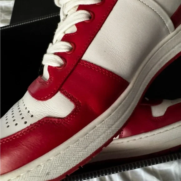 Prada Men's Red and White Leather Sneakers - Picture 7 of 7